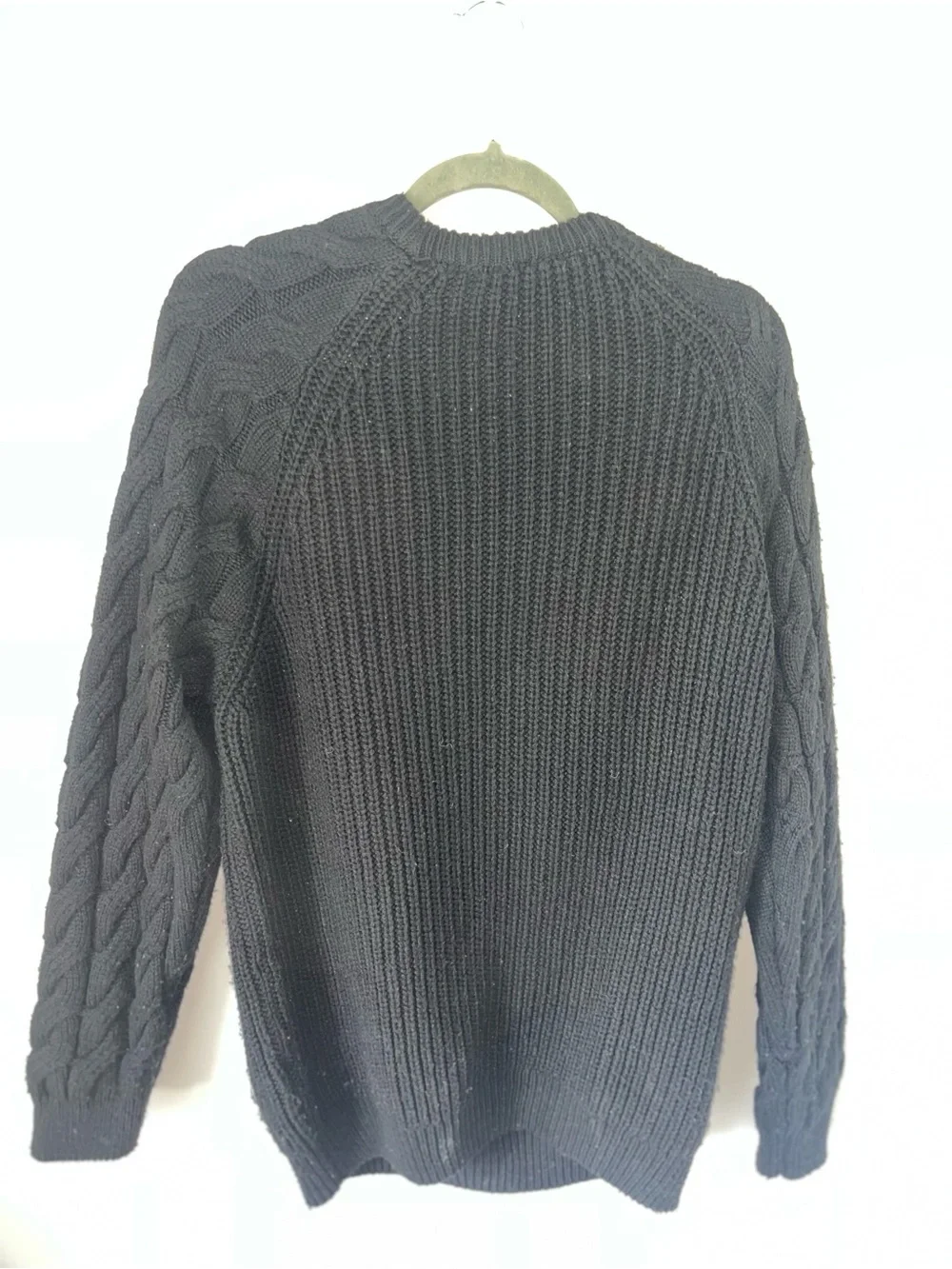 Black Cable/Honeycomb Knit Crewneck Sweater -Oversized